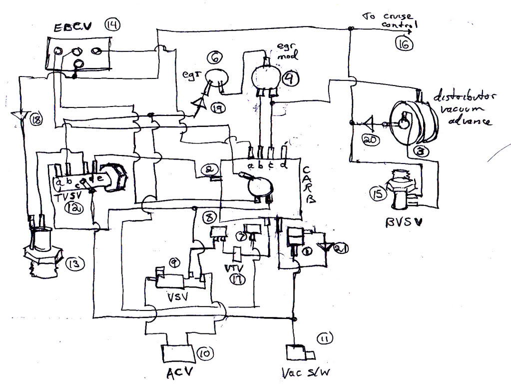 Vacuum Diagram on toyota 2E engine - YouTube