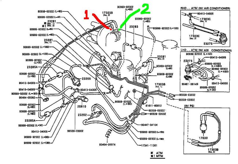 Vacuum -diagram Toyota Tercel 2e 1.3cc Carburado
